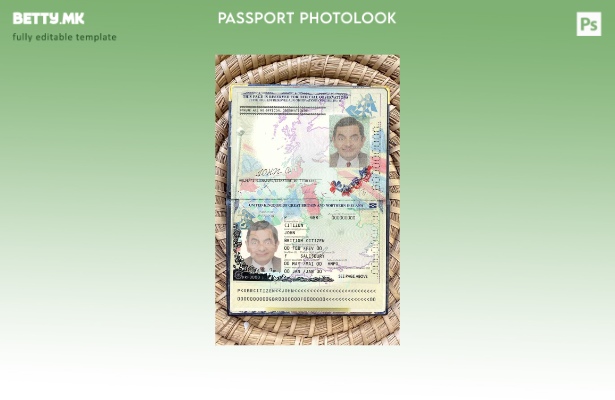 модерен стил Шаблон за фото изглед за пасош на Обединетото Кралство Велика Бри 1